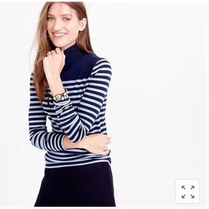 J Crew Black Striped Turtleneck Sweater XL